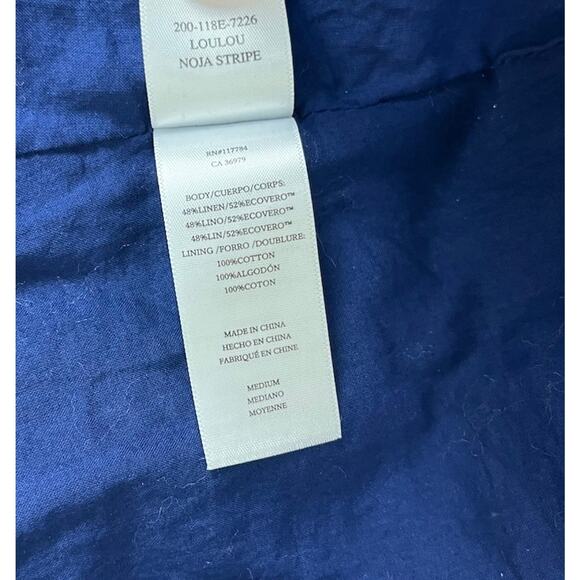 Rails Loulou Blue Noja Stripe Sleeveless Linen Blend Tiered Maxi Dress Sz Medium - Picture 12 of 12